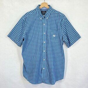 Chaps Men's Button Down Shirt Checked Short Sleeve Preppy Academia Grandpa XL